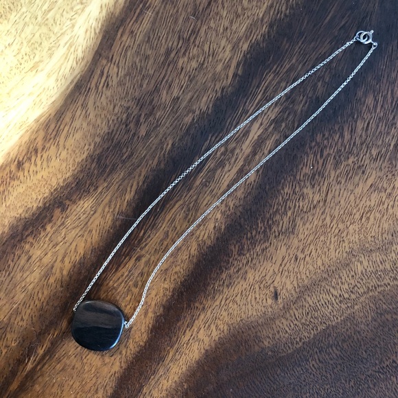 Ebony Bead Minimalist Necklace - Picture 2 of 3